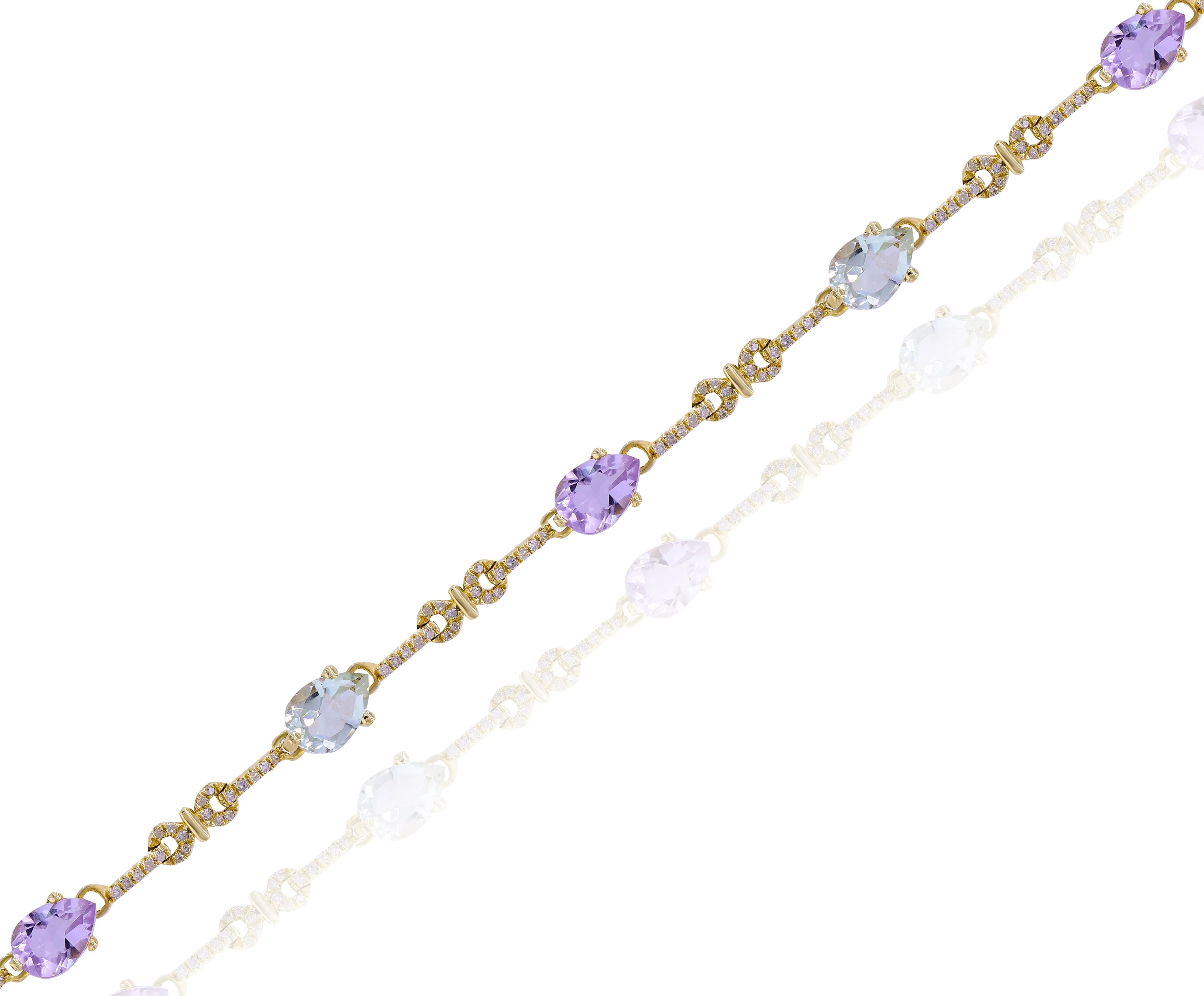 0.41ct Diamond and 4.63ct Amethyst Bracelet set in 14KT Yellow Gold / JBCB150031C