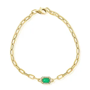 14k Gold Diamond & Gemstone Link Bracelet