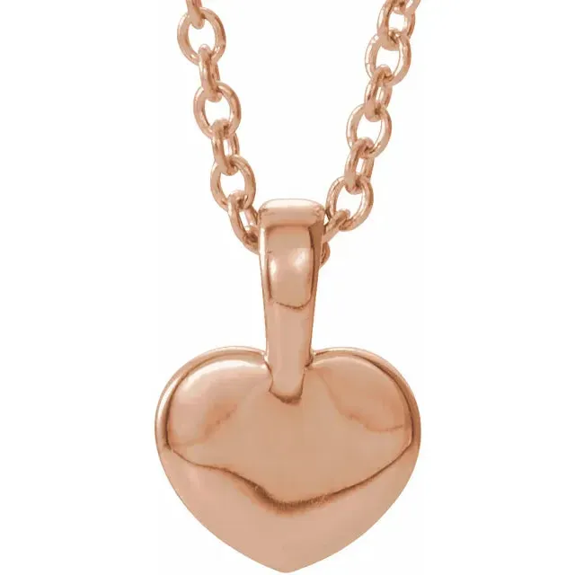14K Rose Gold .01 CT Diamond Youth Heart 16" Necklace