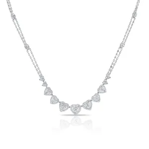 14K White Gold Fancy Diamond Heart Necklace