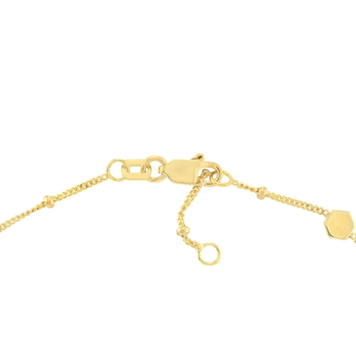 14K Yellow Gold Fluted/Polished Hexagon Adjustable Anklet