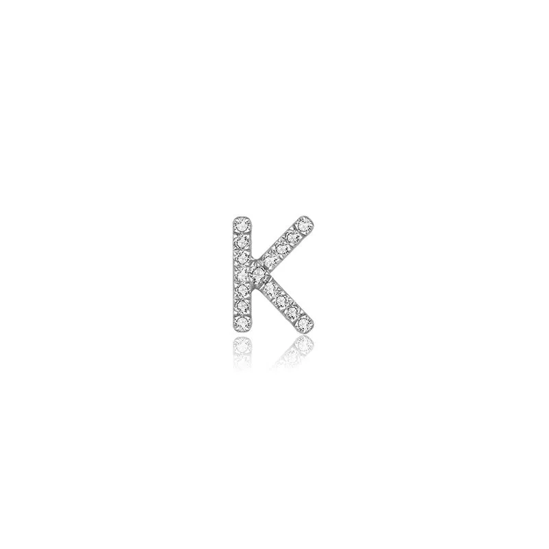 18k Gold Initial Letter "K" Diamond Pandent   Necklace