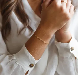18k GOLD PAPERCLIP CHAIN WATERPROOF BRACELET