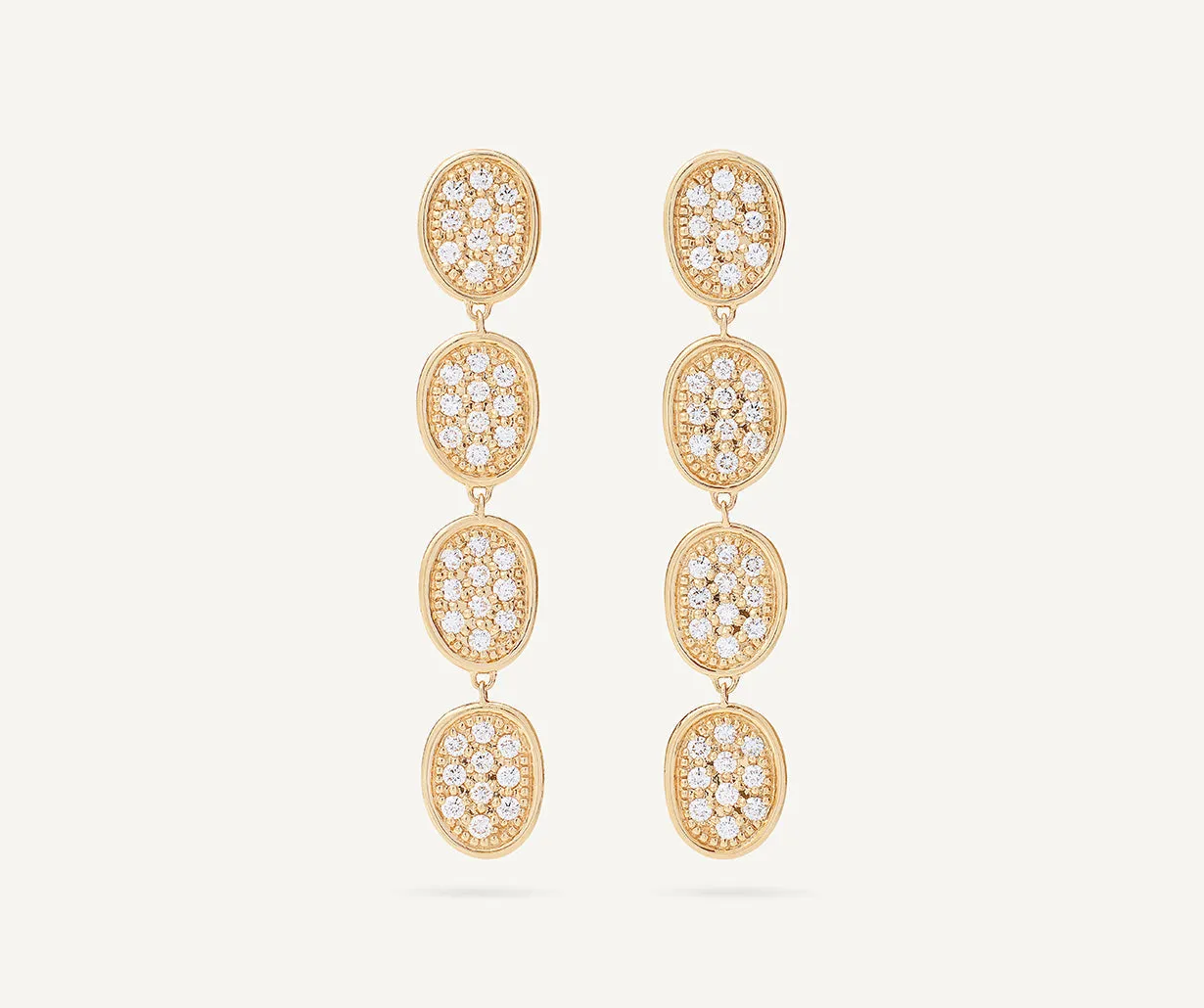 18K Yellow Gold Diamond Pavé Drop Earrings