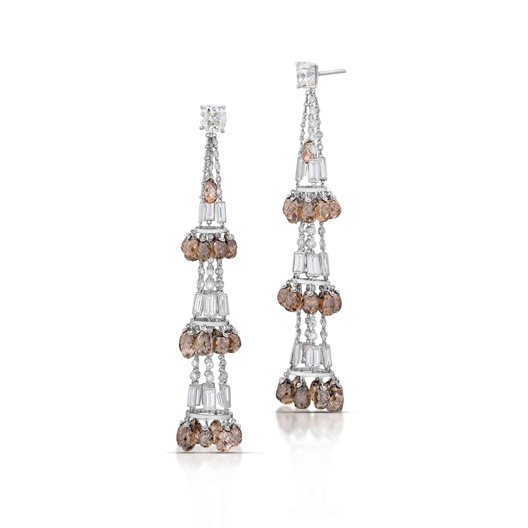 44.56 Carat Briolette Diamond Chandelier Earrings