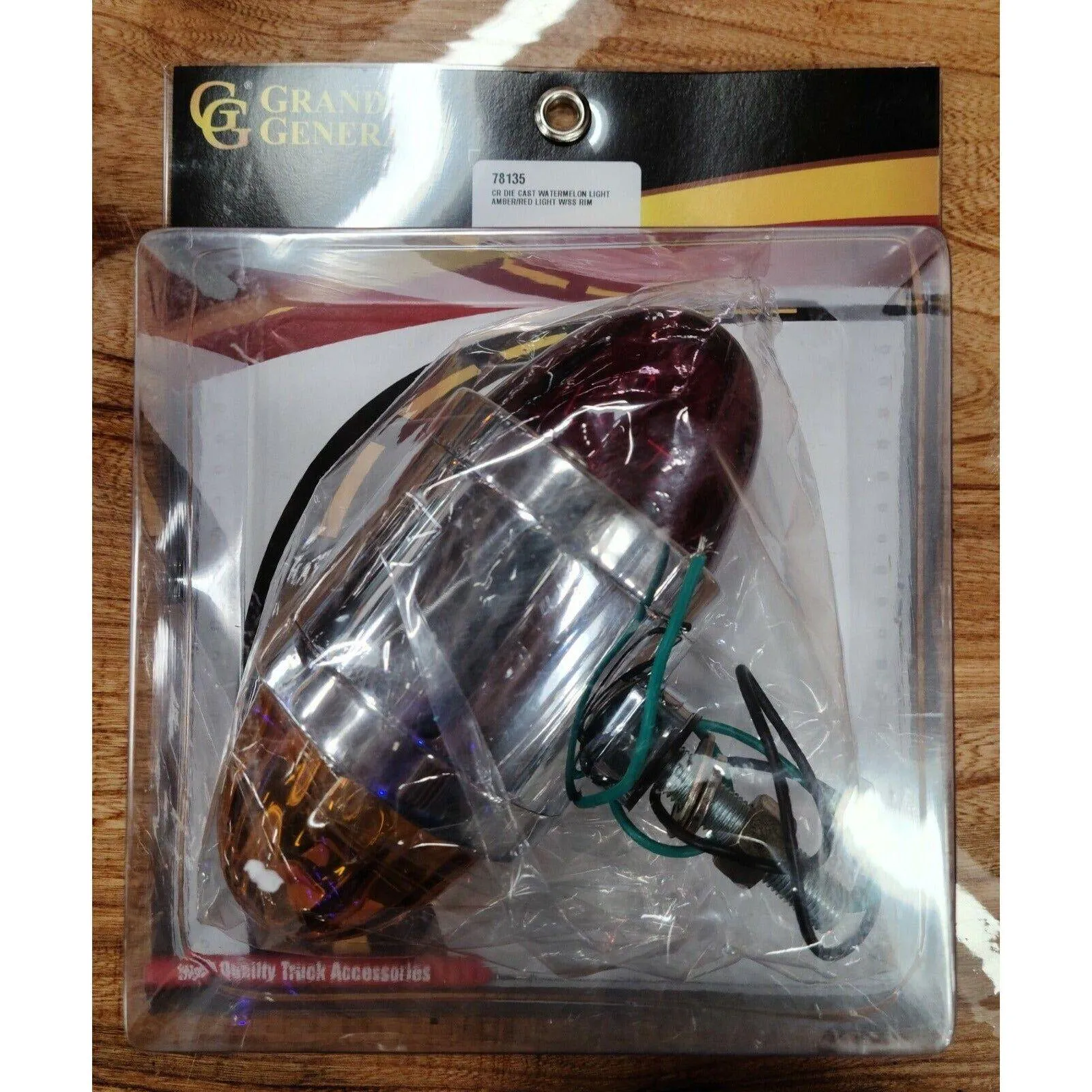78135 WATERMELON RED/AMBER GLASS LENS DOUBLE FACE CHROME DIE CAST PEDESTAL LIGHT #78135
