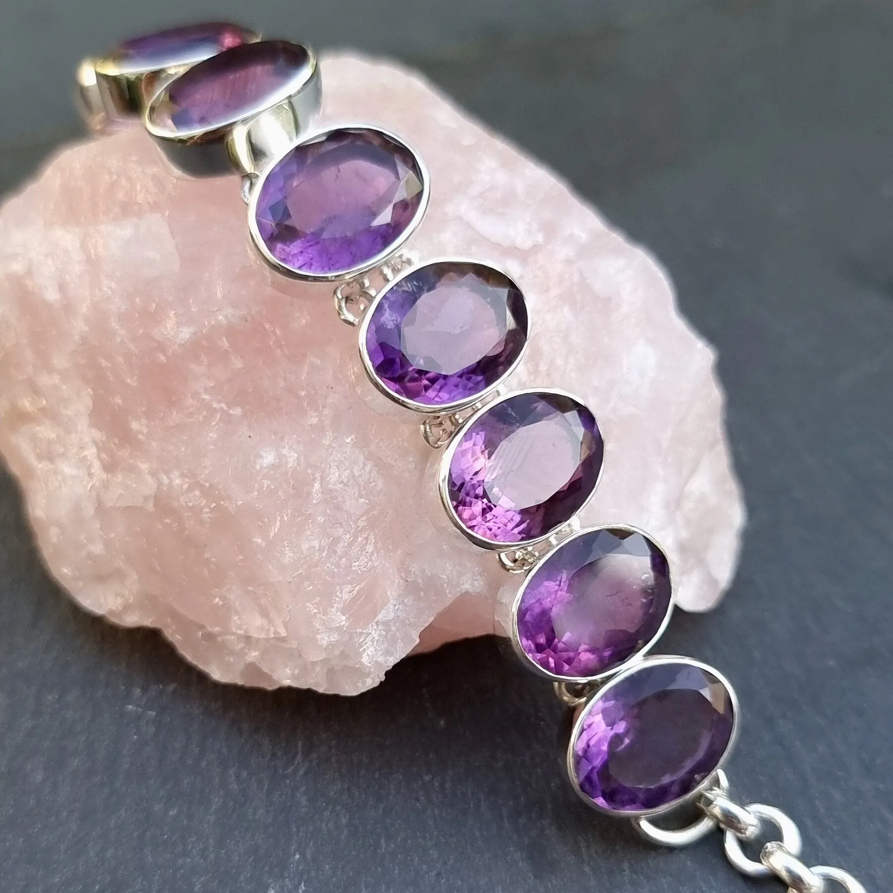 AAA Amethyst Sterling Silver Bracelet, AMEBL2