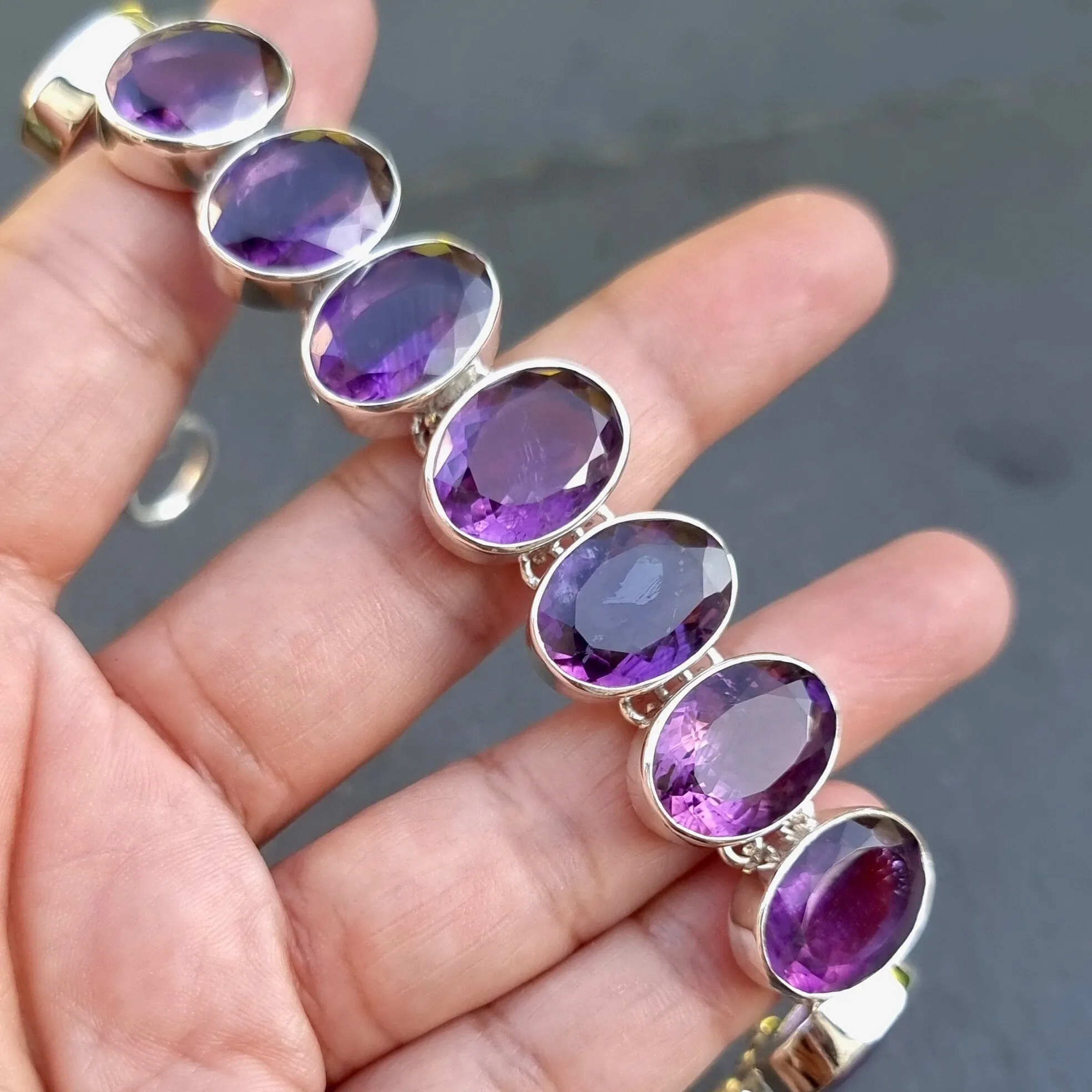 AAA Amethyst Sterling Silver Bracelet, AMEBL2