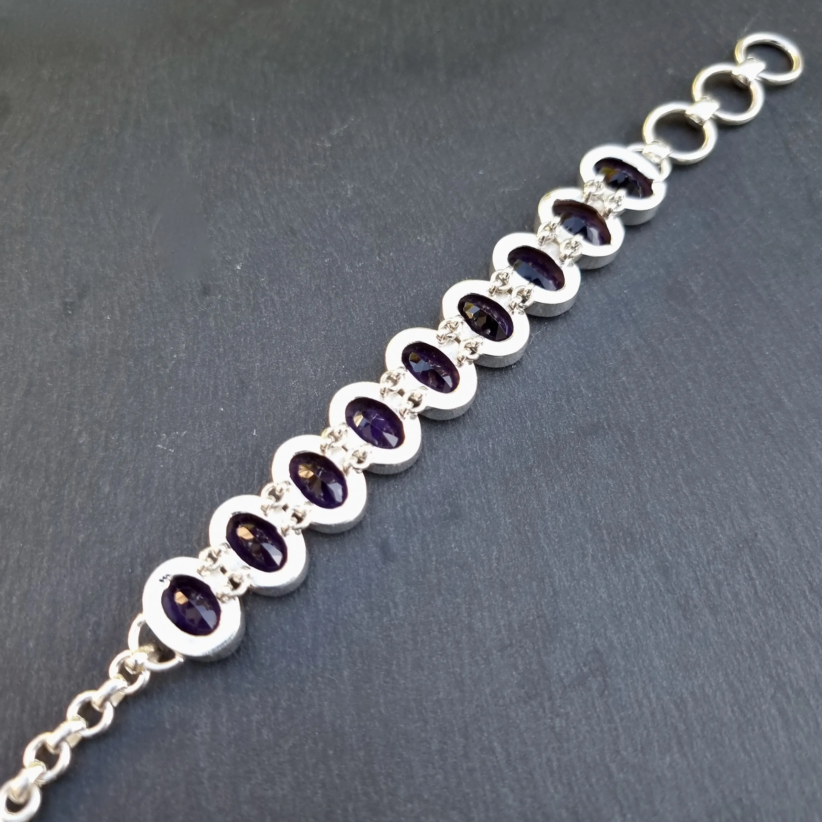 AAA Amethyst Sterling Silver Bracelet, AMEBL2