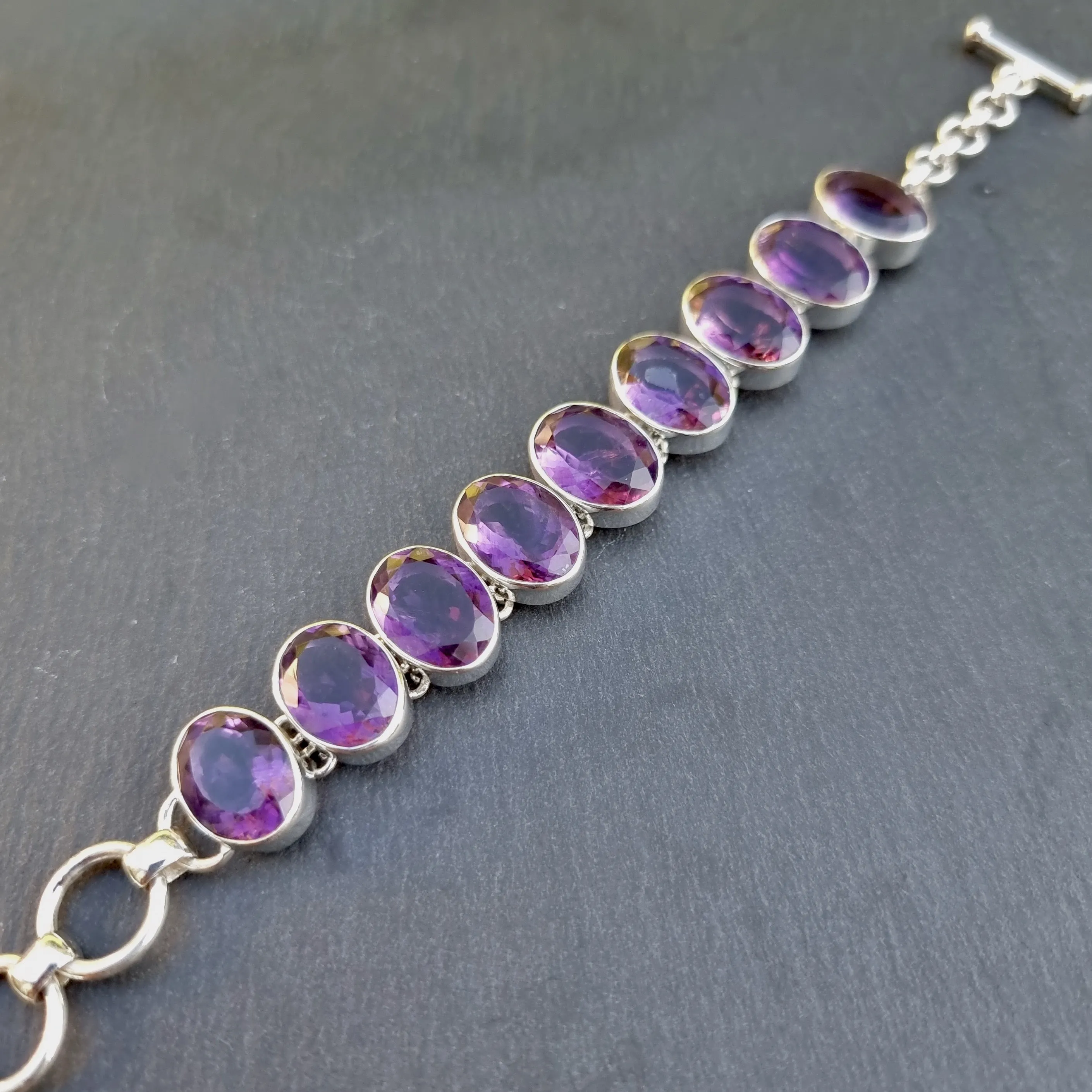 AAA Amethyst Sterling Silver Bracelet, AMEBL2