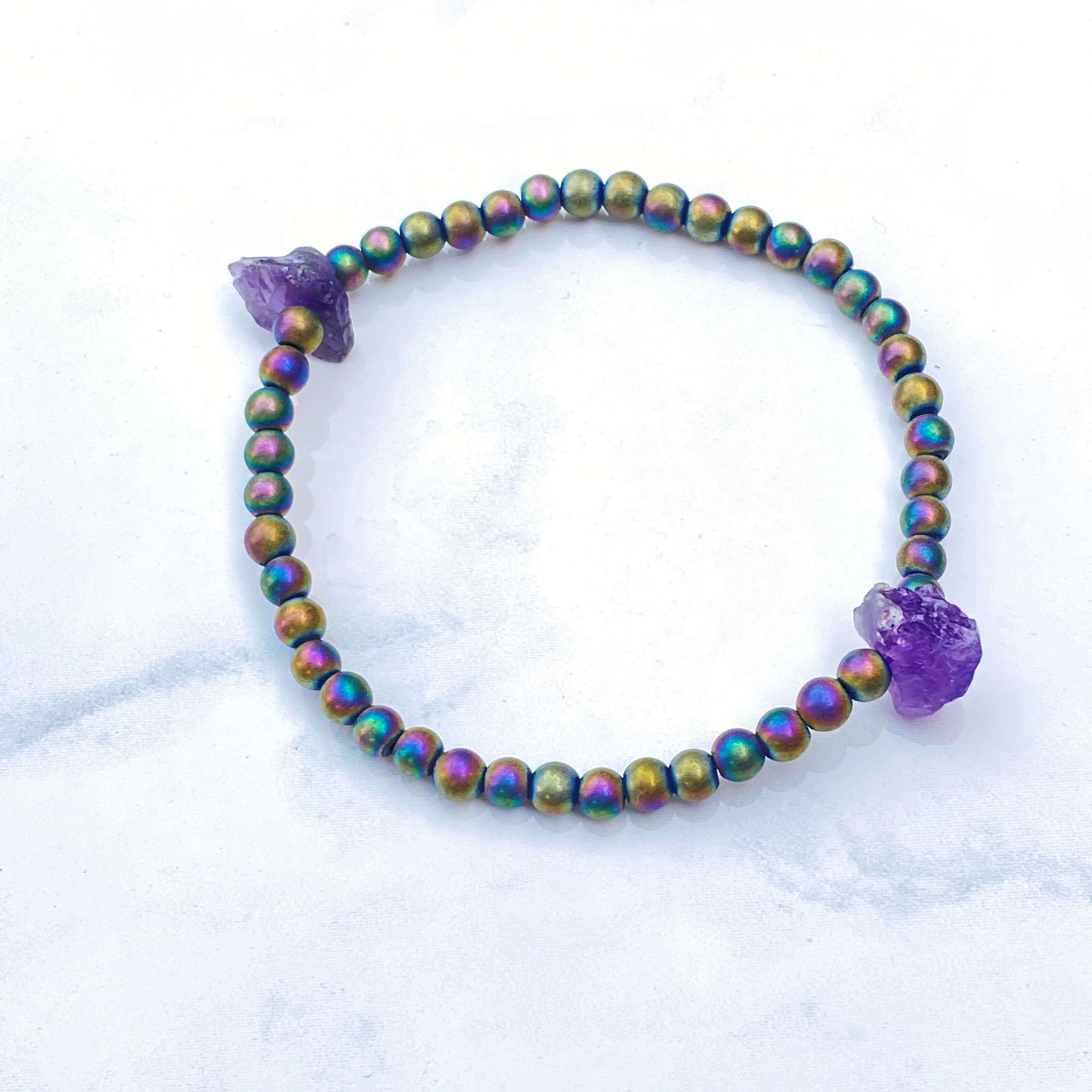 Amethyst and Hematite Bracelet