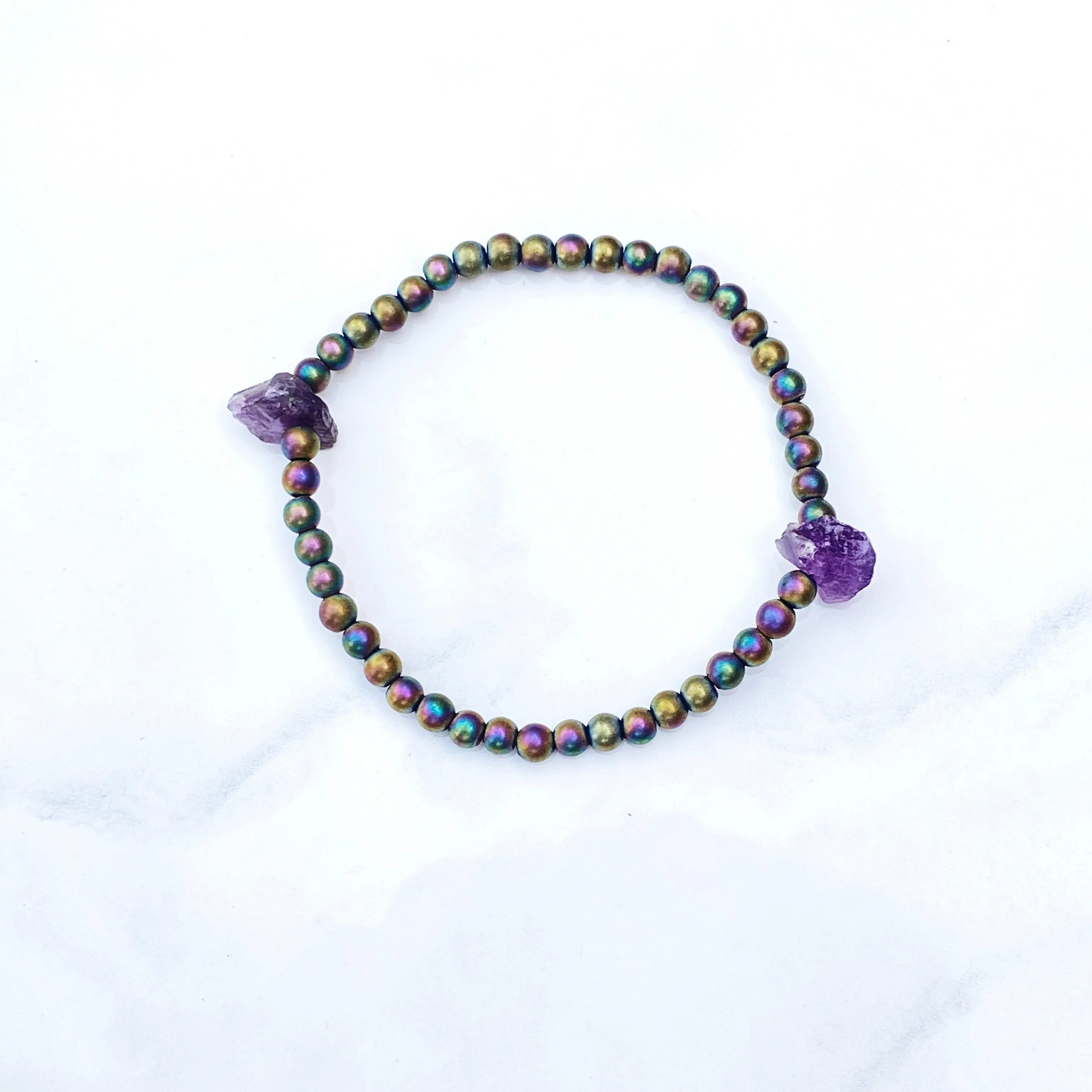 Amethyst and Hematite Bracelet
