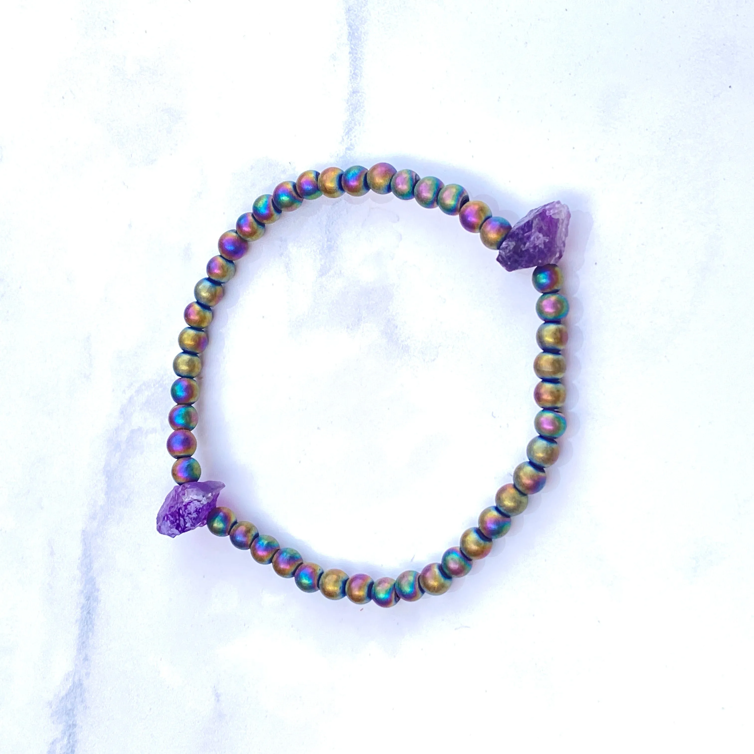 Amethyst and Hematite Bracelet