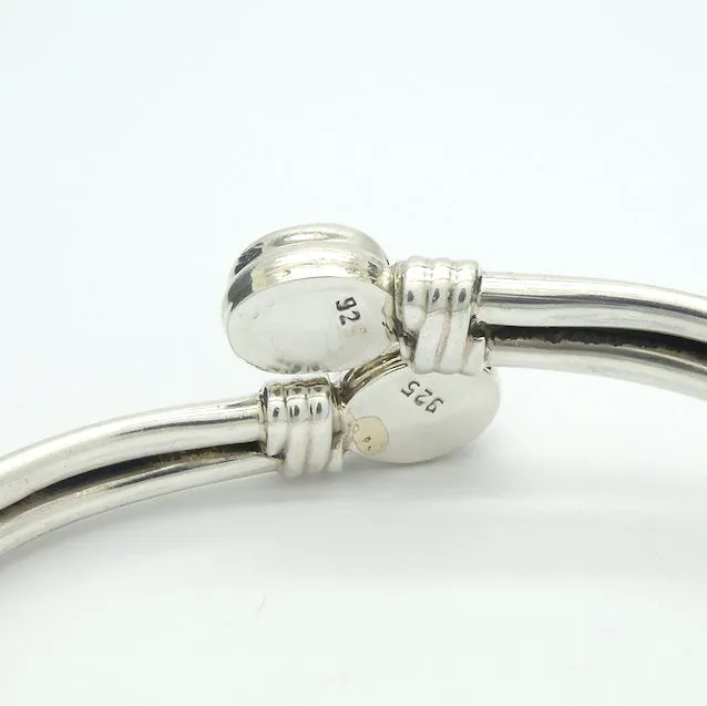 Amethyst Cuff Bracelet Bangle, Oval Cabochons, 925 Sterling Silver