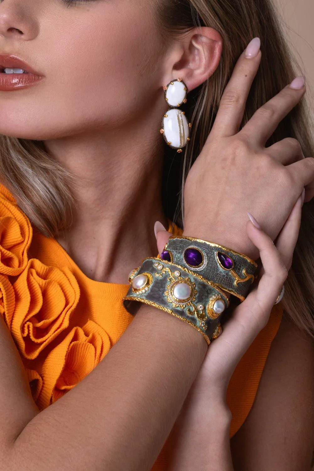 Amethyst Diamond Cuff Bracelet