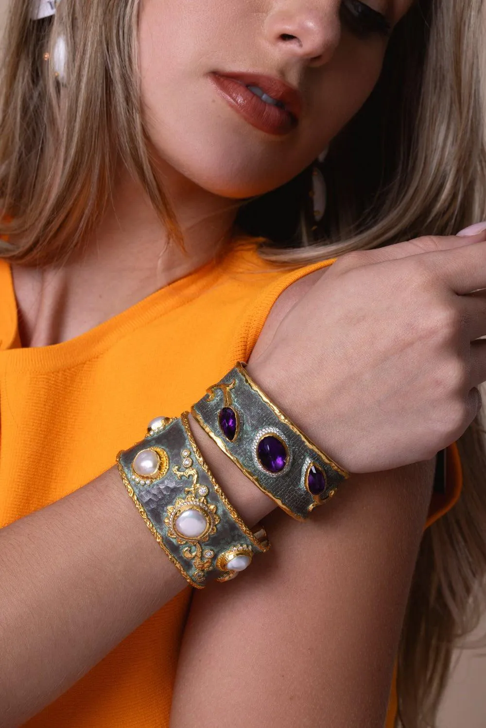 Amethyst Diamond Cuff Bracelet