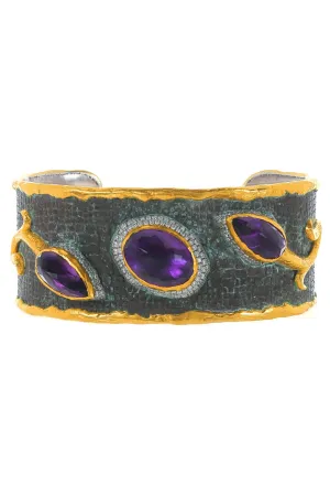 Amethyst Diamond Cuff Bracelet