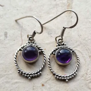 Amethyst Hook Sterling Silver 925 Earrings