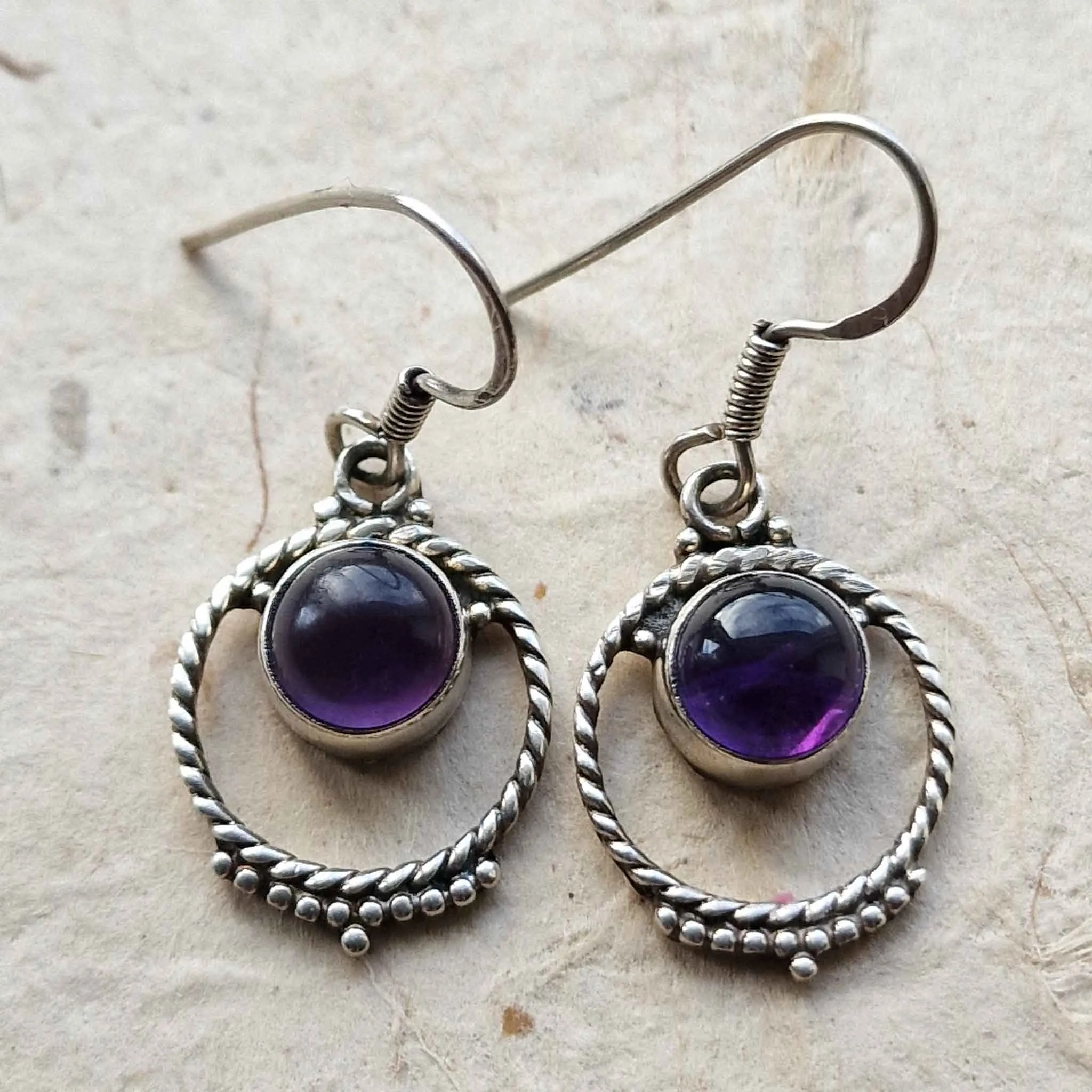 Amethyst Hook Sterling Silver 925 Earrings