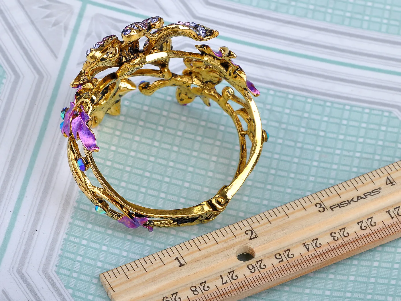 Amethyst Purple Spring Floral Flower Bracelet Bangle Cuff