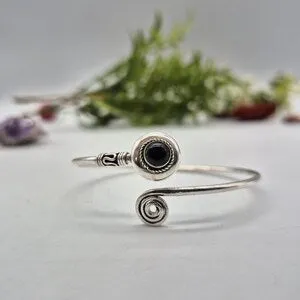 Amethyst Silver Plated Bracelet, Purple Crystal Bangle Bracelet for Women