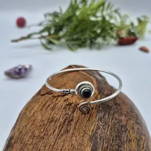 Amethyst Silver Plated Bracelet, Purple Crystal Bangle Bracelet for Women