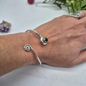 Amethyst Silver Plated Bracelet, Purple Crystal Bangle Bracelet for Women
