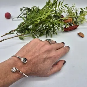 Amethyst Silver Plated Bracelet, Purple Crystal Bangle Bracelet for Women