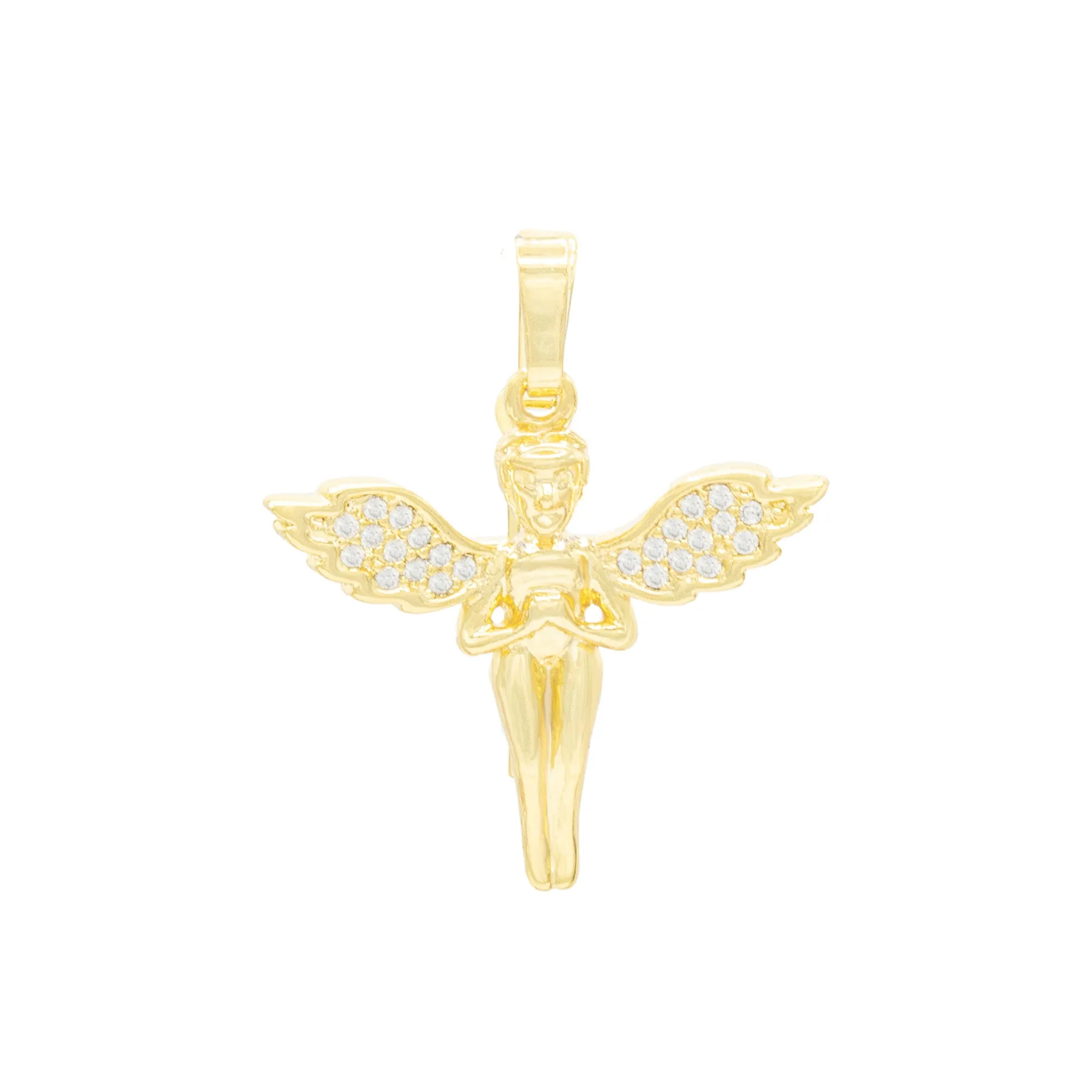 Angel Pendant 14K Gold Filled Cubic Zirconia Anklet 10" Set 2.5 mmWomen Jewelry