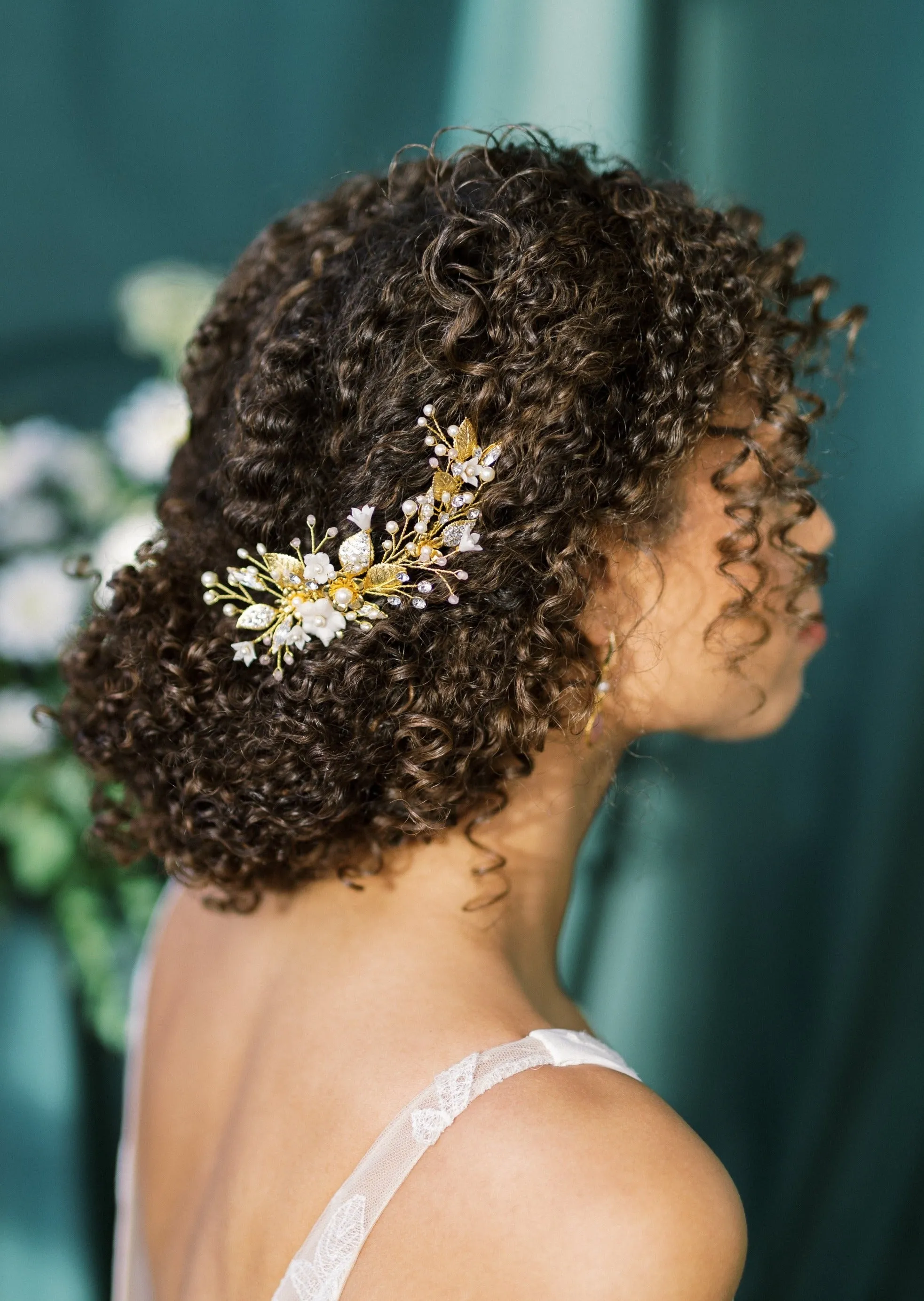 ARLEN Crystal Pearl Clay Flower Hair Comb