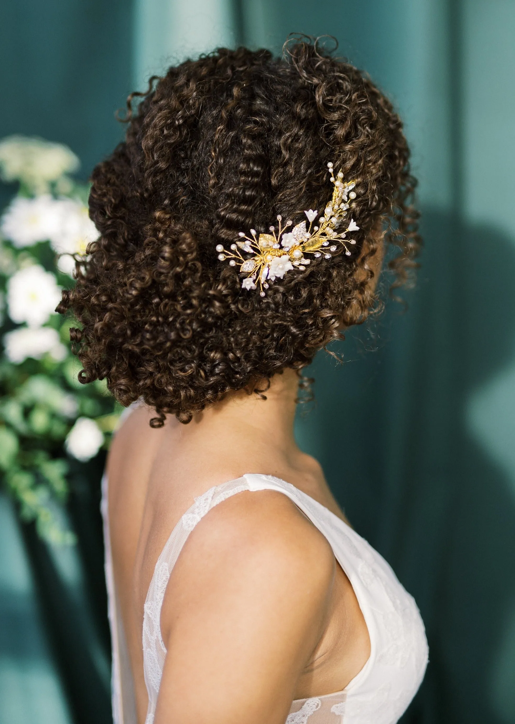 ARLEN Crystal Pearl Clay Flower Hair Comb
