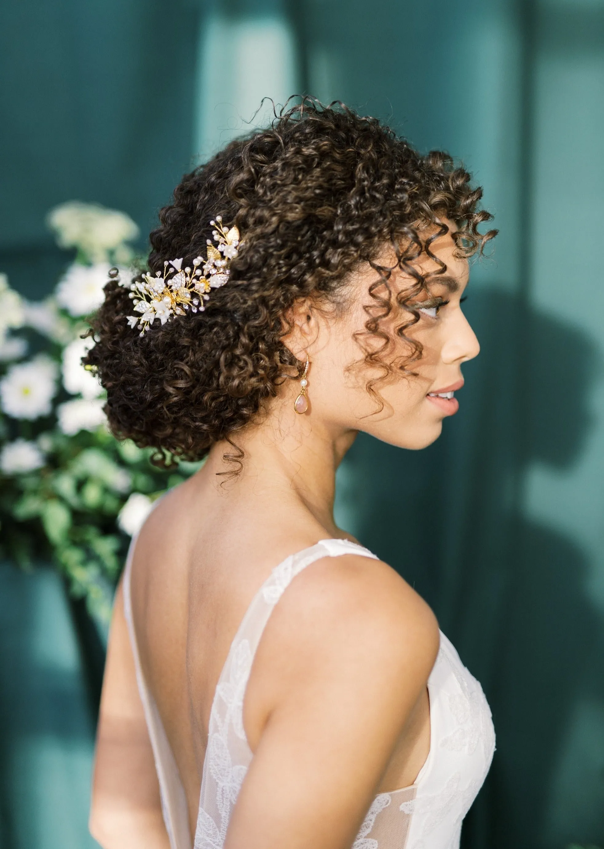 ARLEN Crystal Pearl Clay Flower Hair Comb
