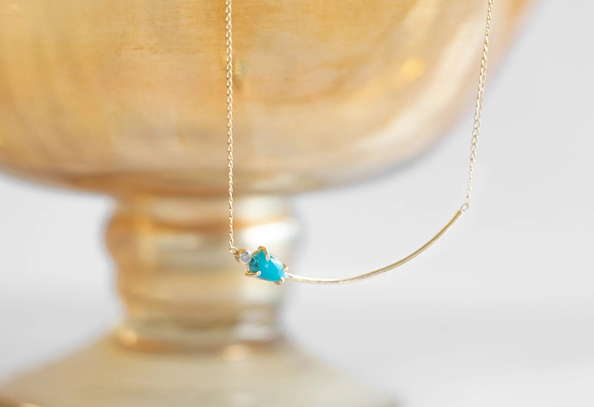Asymmetrical Turquoise   Diamond Necklace