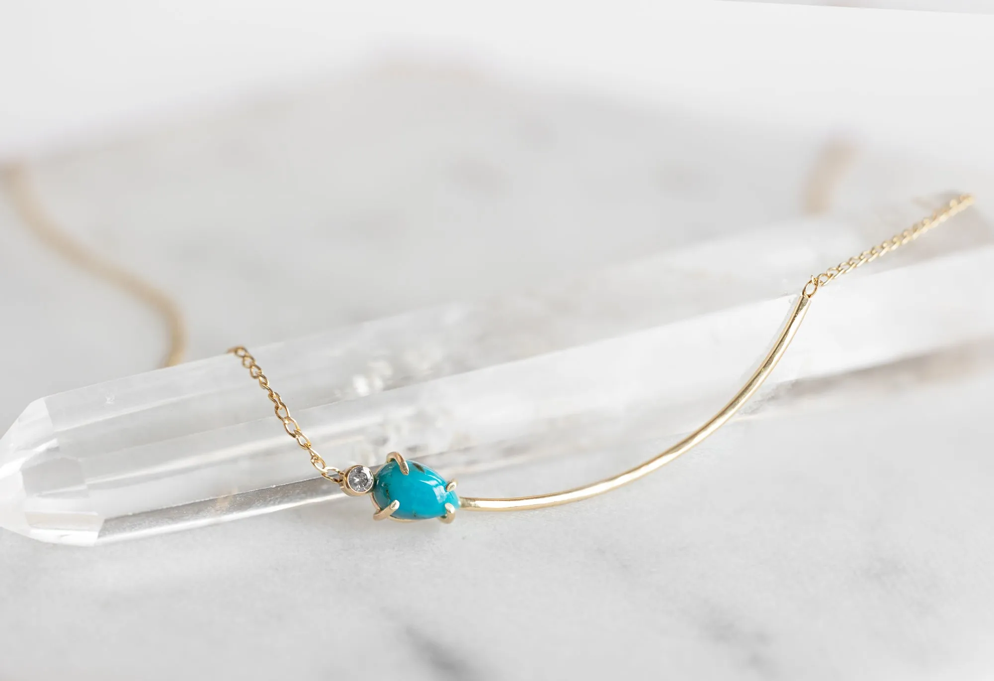 Asymmetrical Turquoise   Diamond Necklace