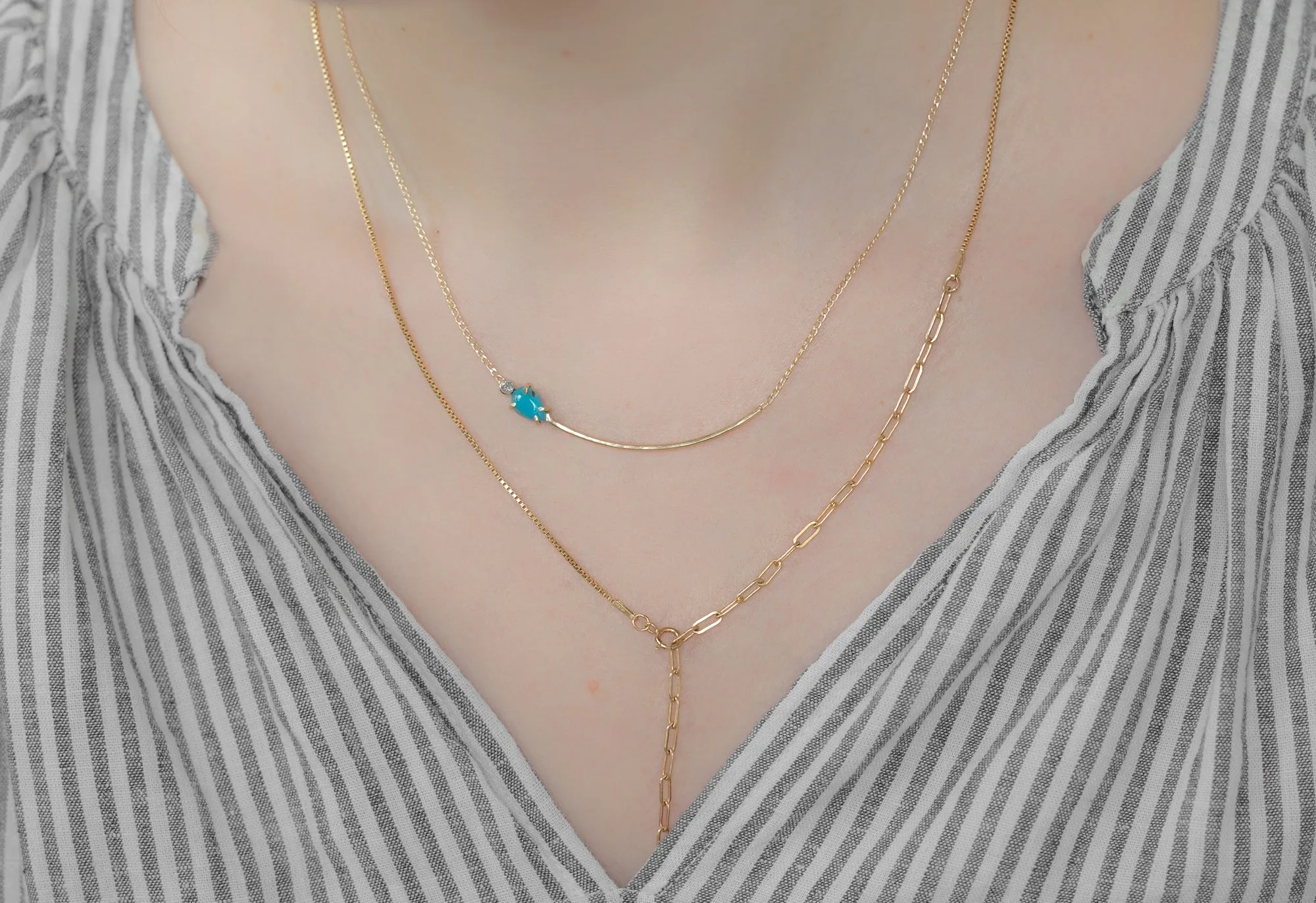 Asymmetrical Turquoise   Diamond Necklace