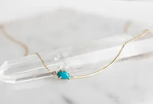 Asymmetrical Turquoise   Diamond Necklace