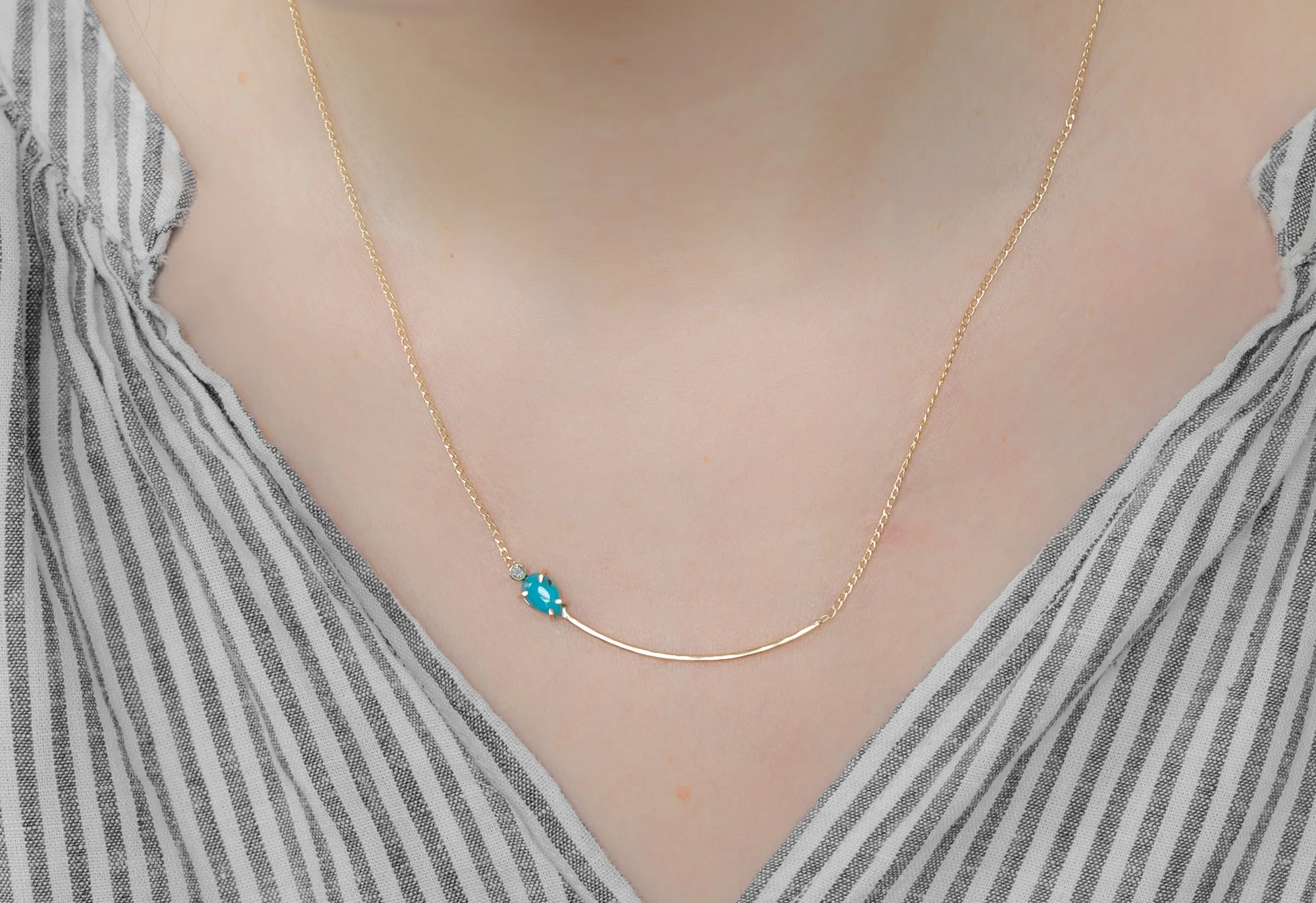Asymmetrical Turquoise   Diamond Necklace