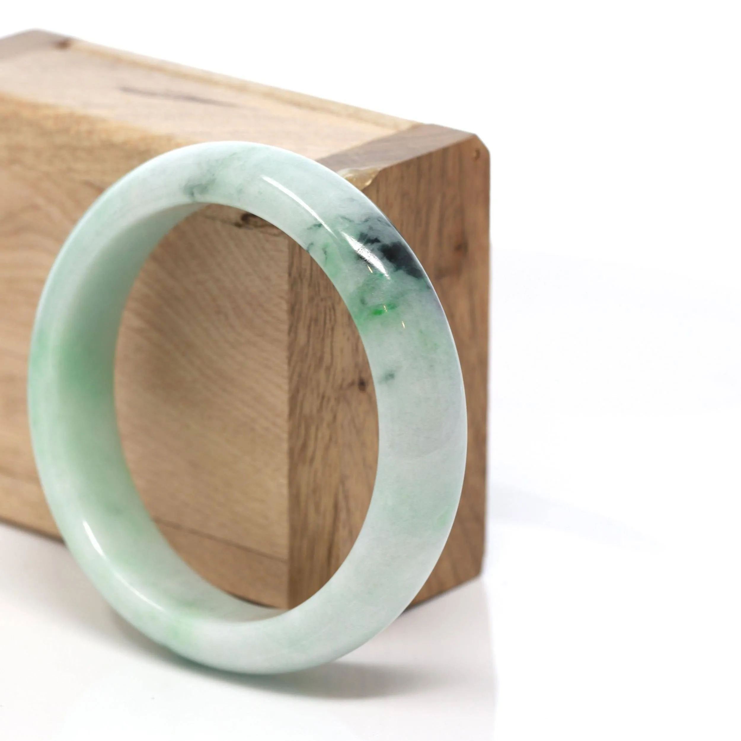 Baikalla™ "Classic Bangle" Genuine Burmese Green Jadeite Jade Bangle Bracelet (58.41 mm) #175
