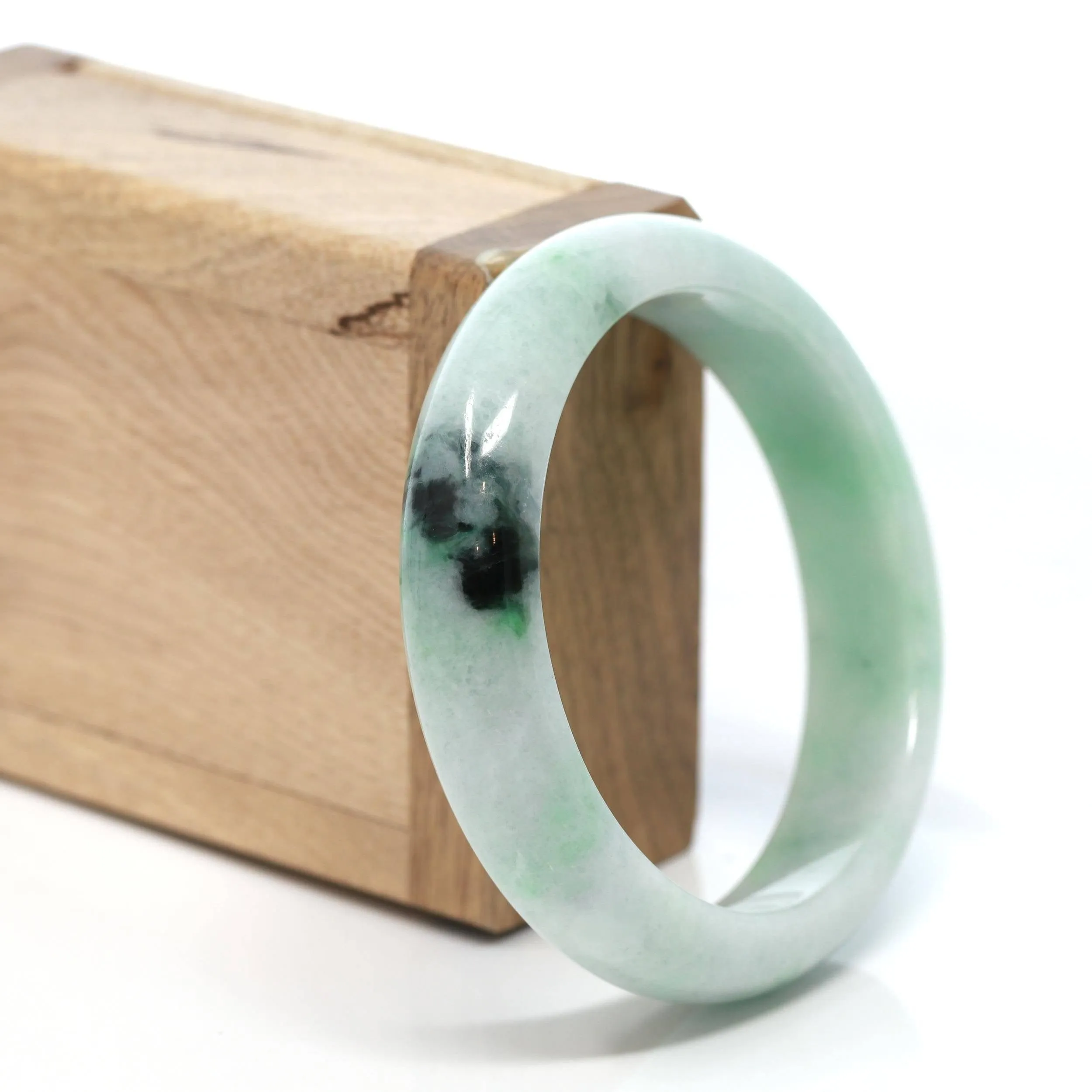 Baikalla™ "Classic Bangle" Genuine Burmese Green Jadeite Jade Bangle Bracelet (58.41 mm) #175