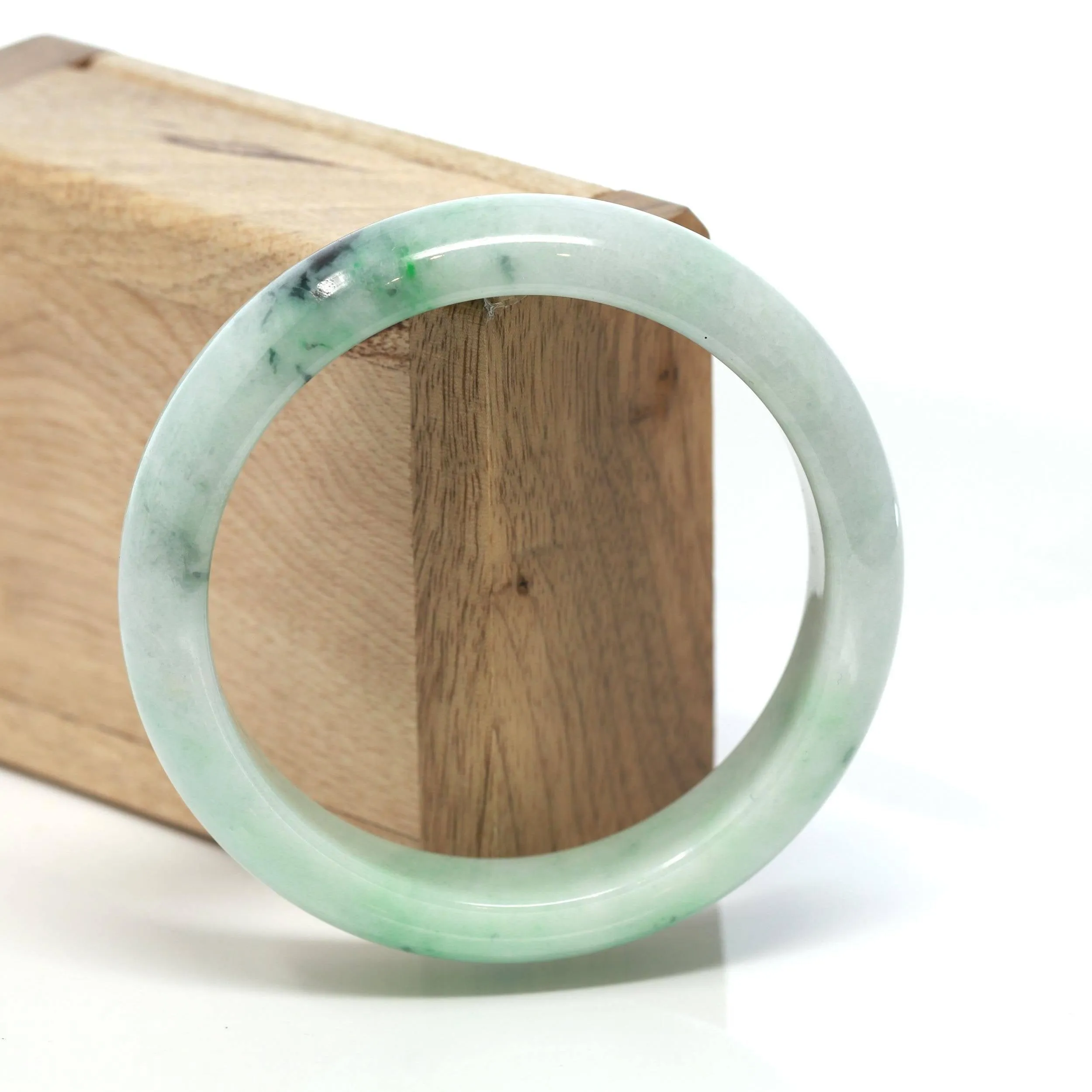 Baikalla™ "Classic Bangle" Genuine Burmese Green Jadeite Jade Bangle Bracelet (58.41 mm) #175