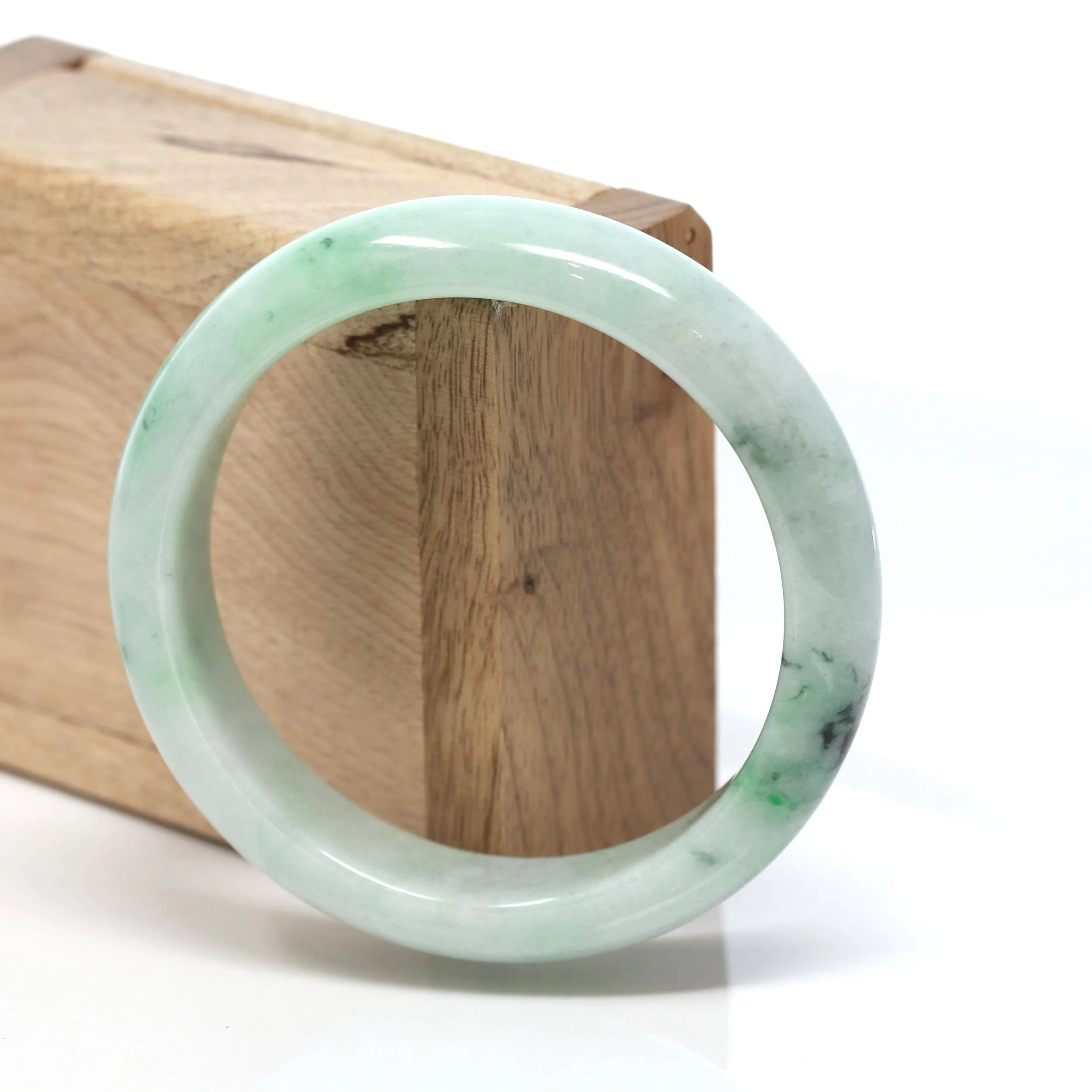 Baikalla™ "Classic Bangle" Genuine Burmese Green Jadeite Jade Bangle Bracelet (58.41 mm) #175