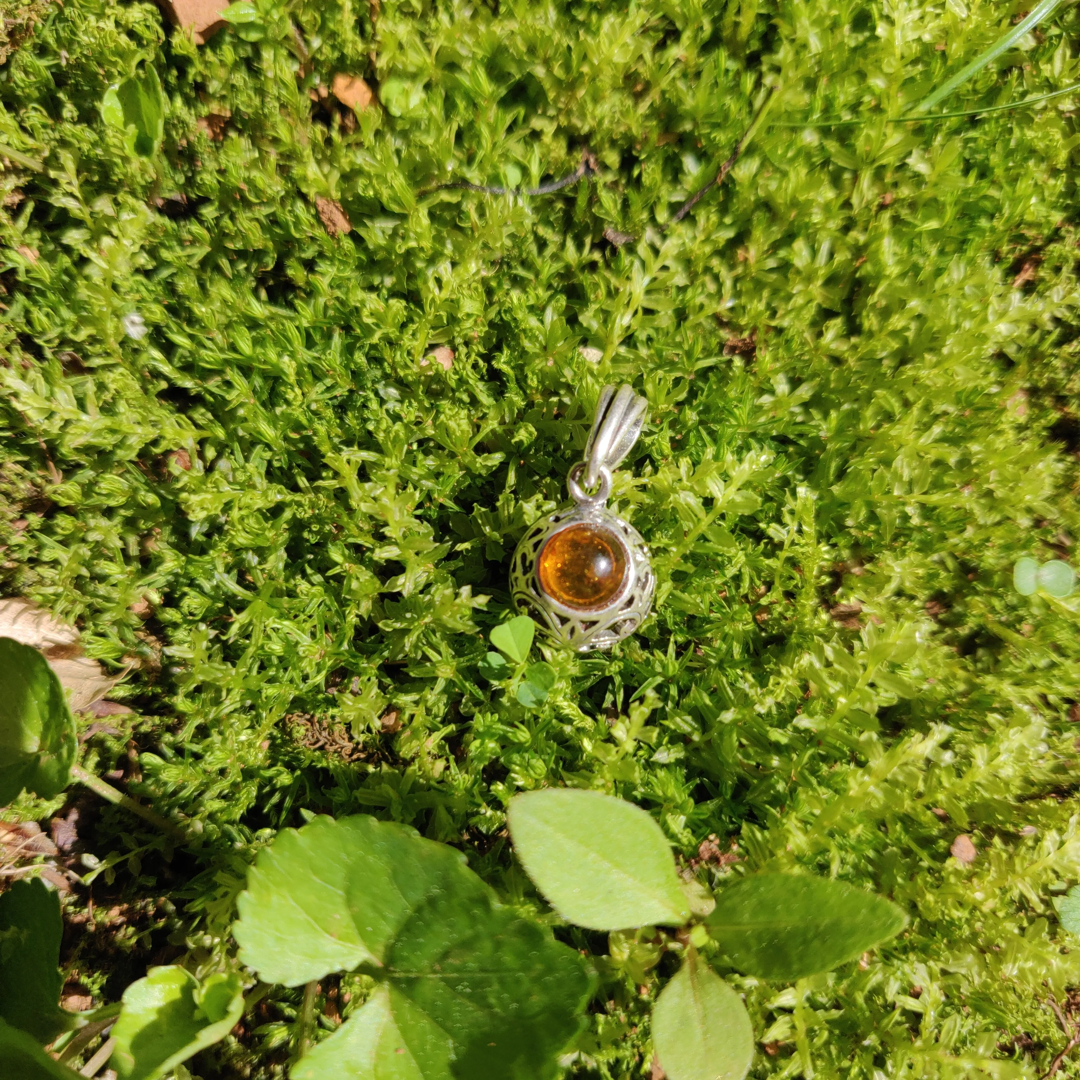 Baltic Amber Pendant in Sterling Silver (#6)