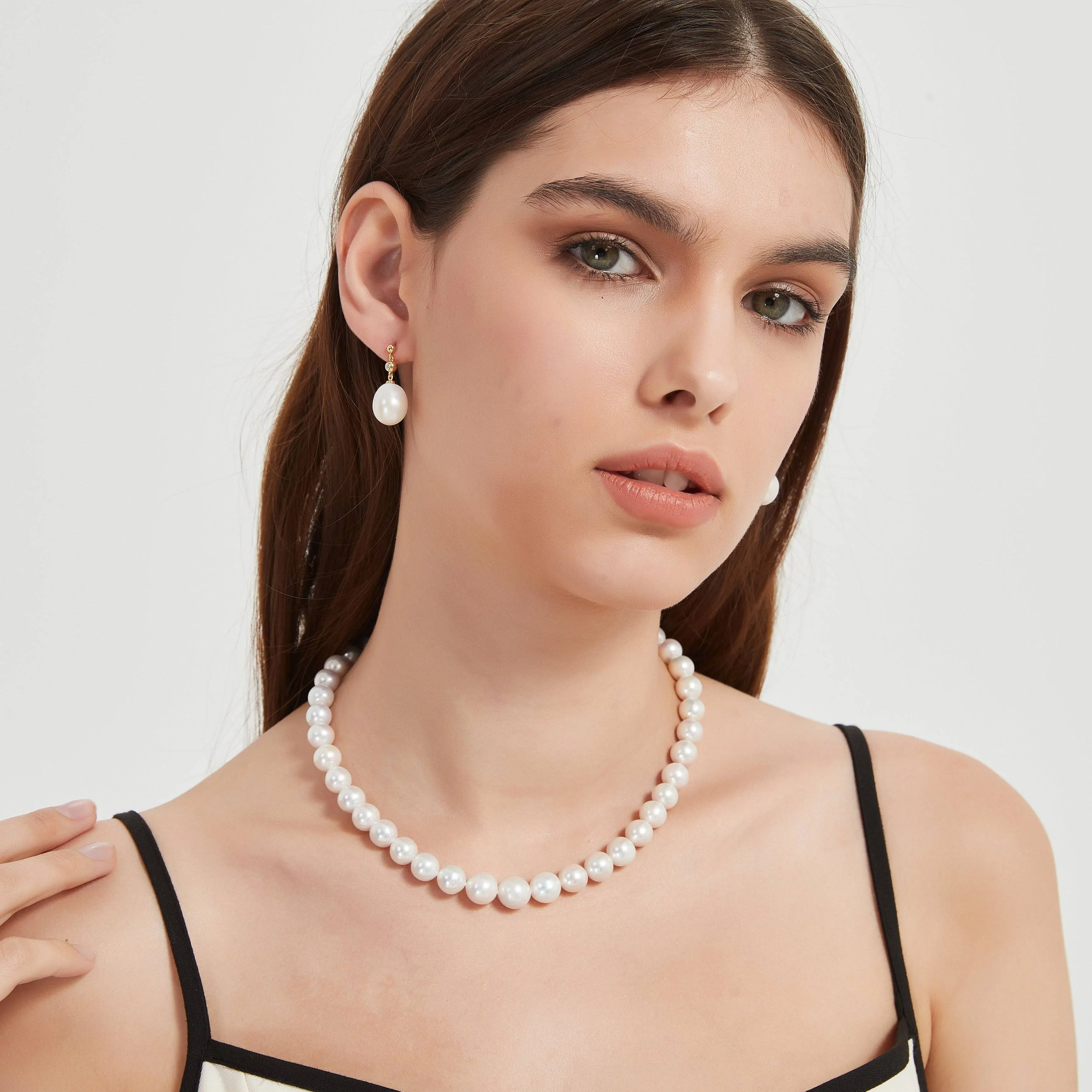 Baroque Drop Pearl & Cubic Zirconia Earrings