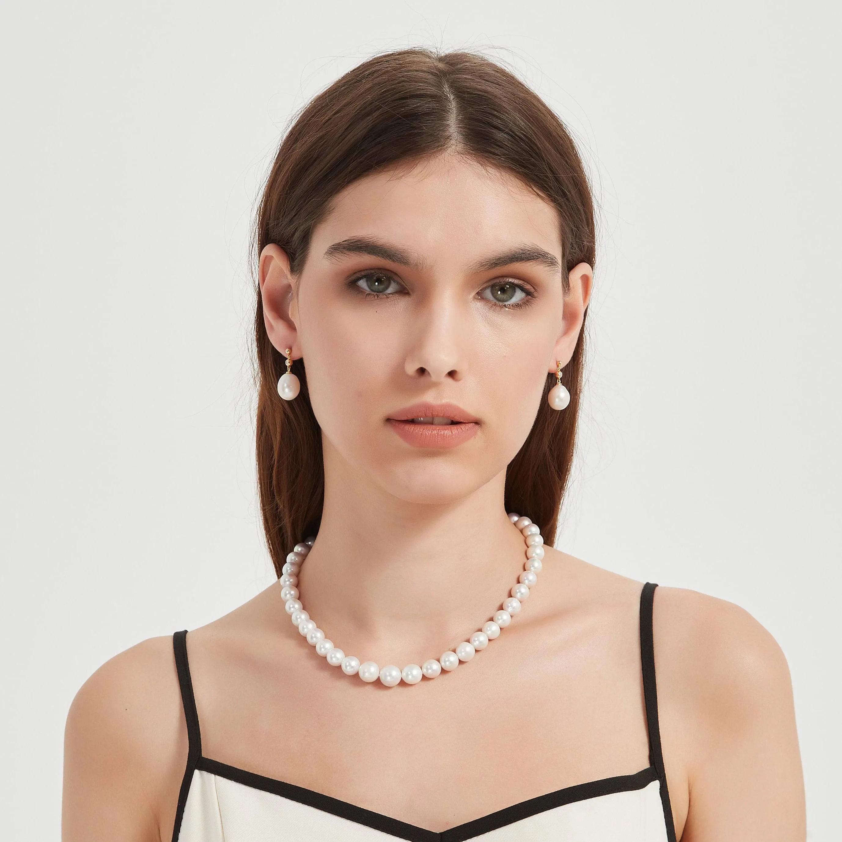 Baroque Drop Pearl & Cubic Zirconia Earrings