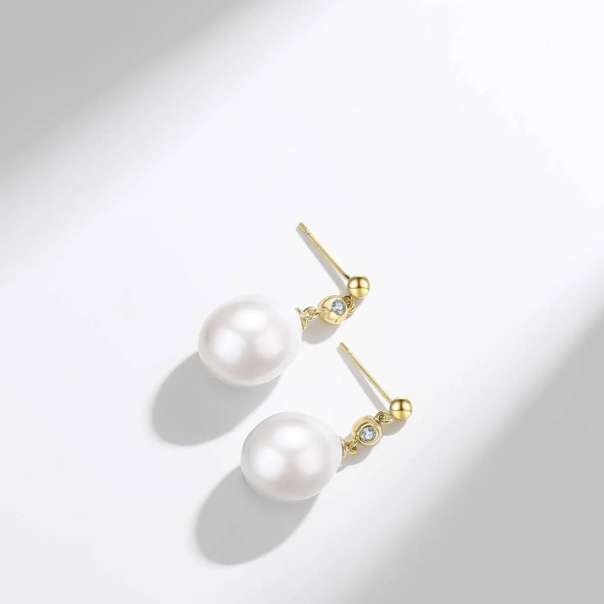 Baroque Drop Pearl & Cubic Zirconia Earrings