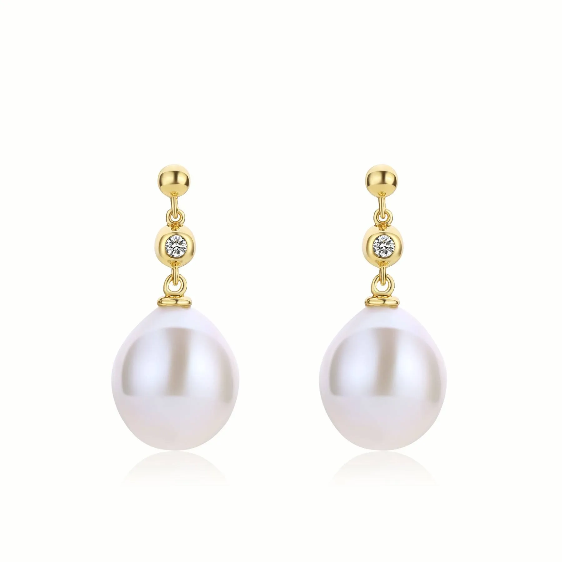 Baroque Drop Pearl & Cubic Zirconia Earrings