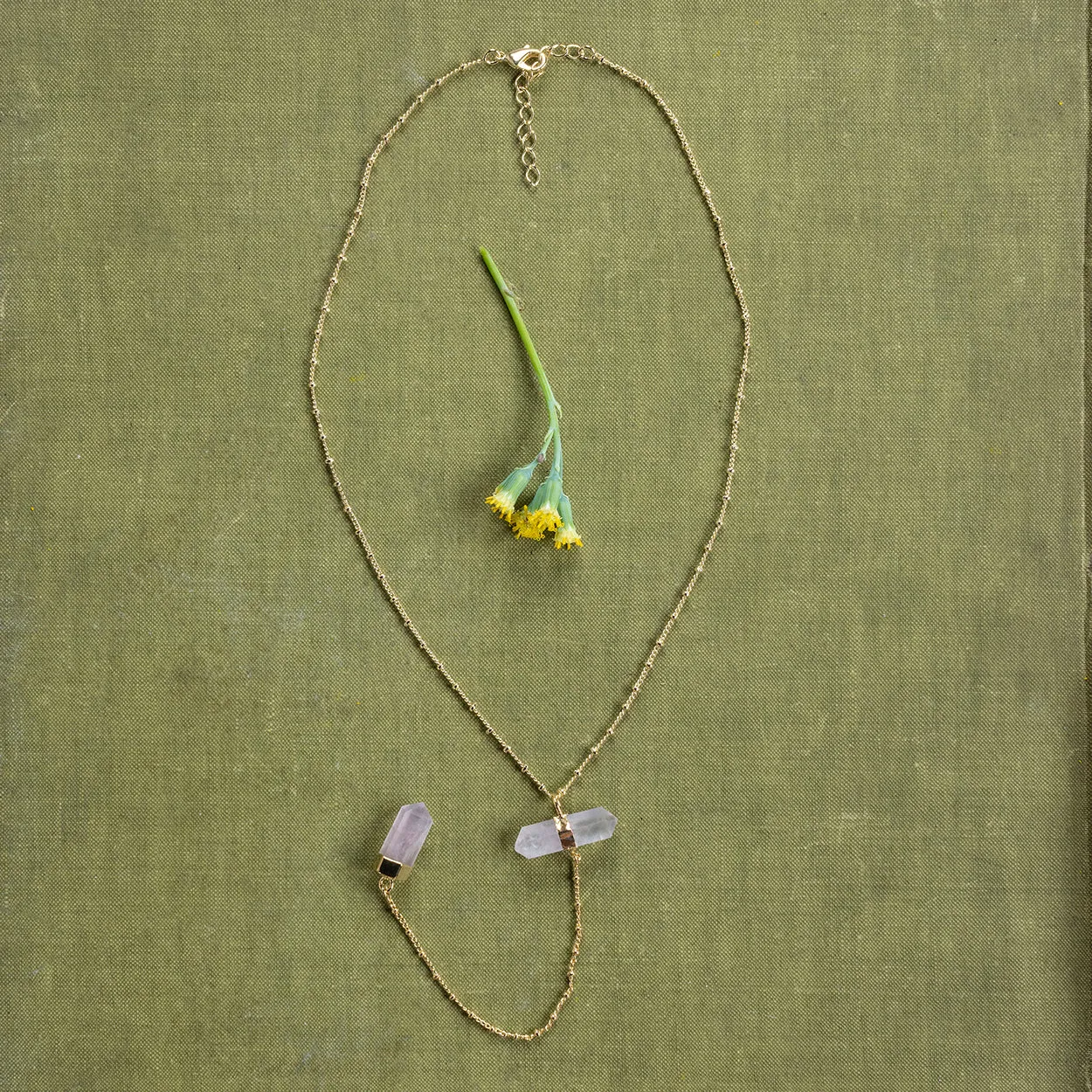 Bijou Necklace Rose Quartz Gold