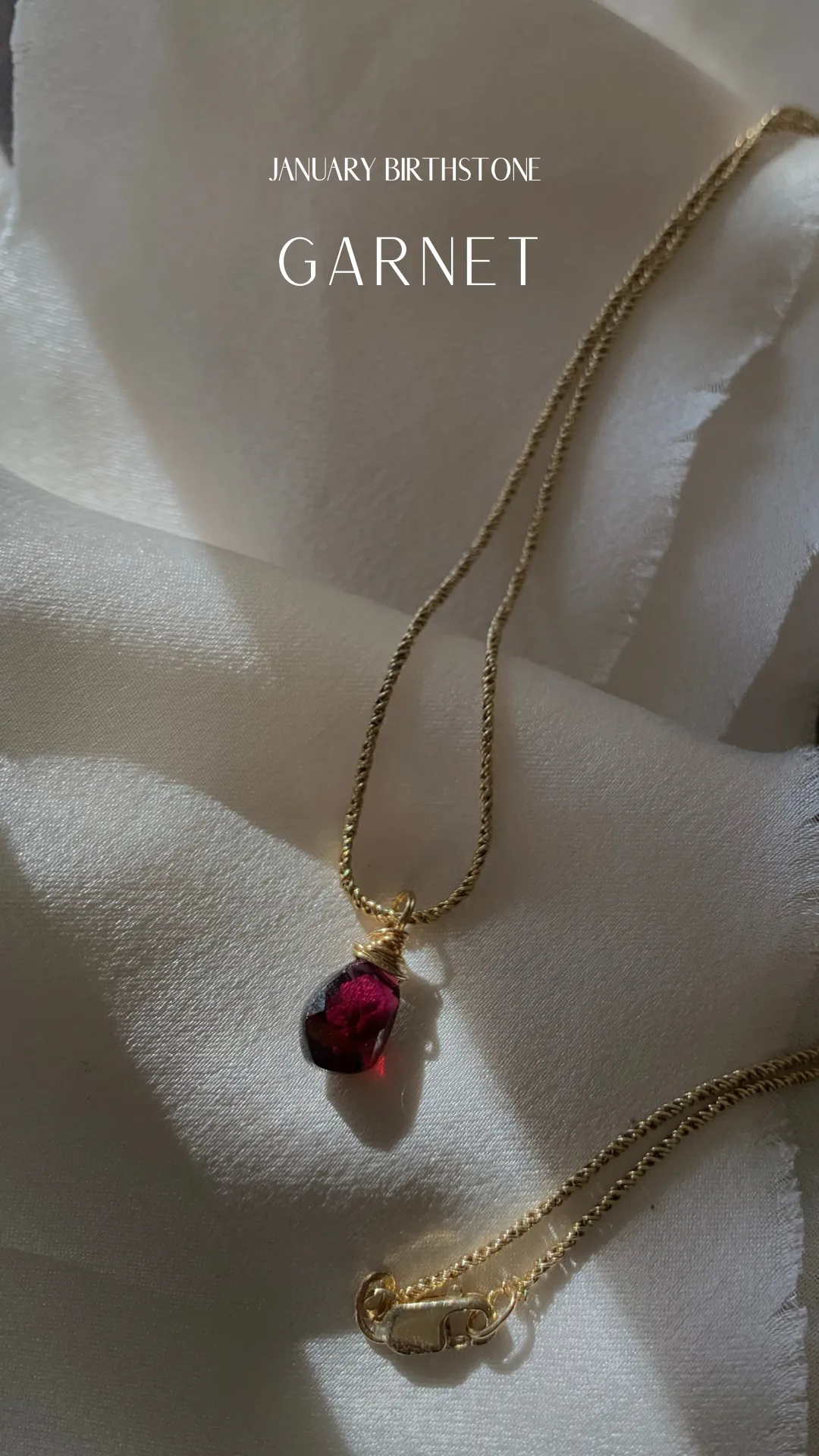 Birthstone Drop Necklace | Garnet