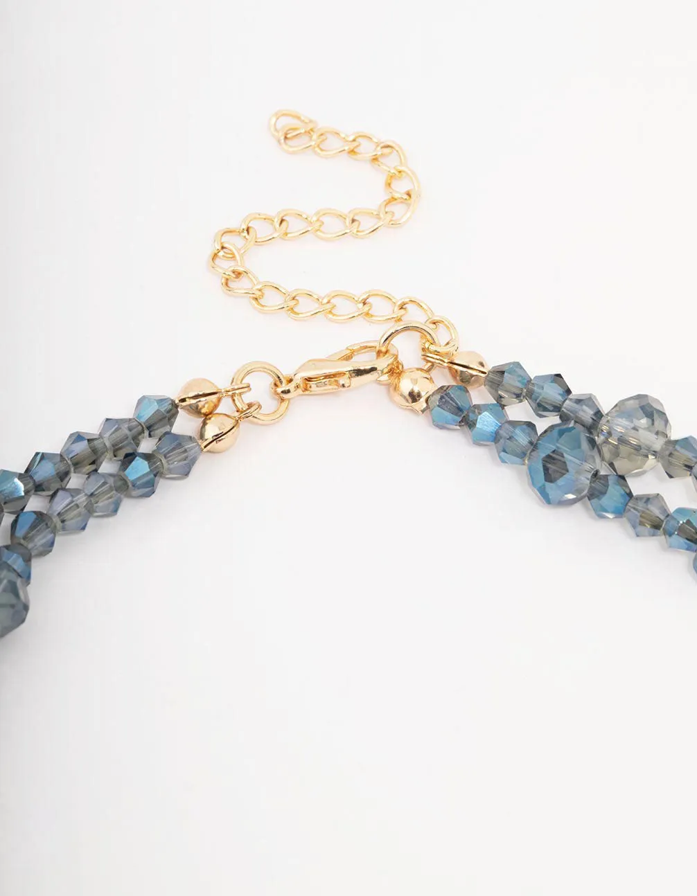 Blue Beaded Flower Layered Necklace