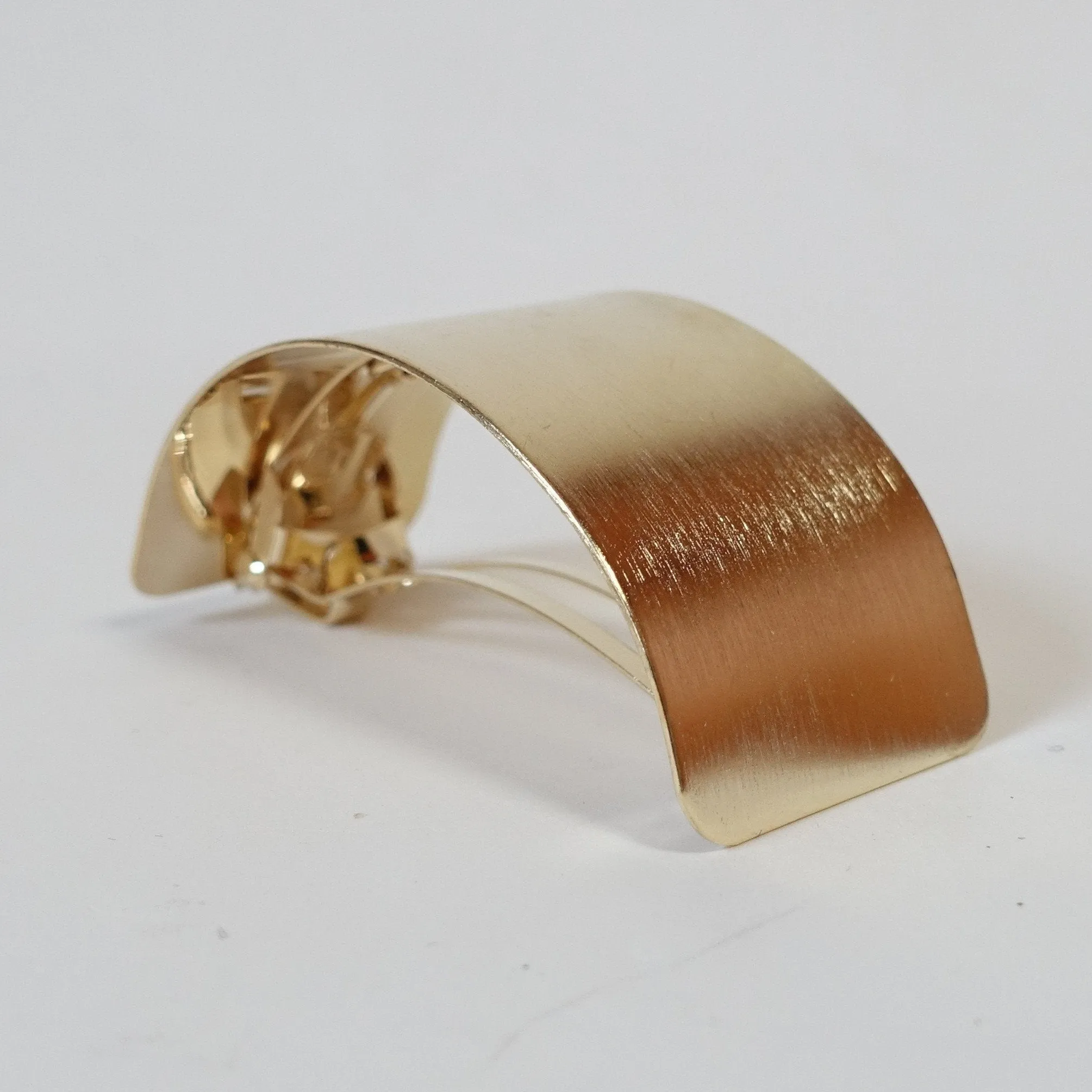 Brass Metal Curve Cuff Ponytail Hair Barrette Clip